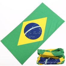 Custom Design Brazil Flag Printed Multifunctional Buff Football Cheering Headwear